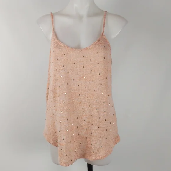 Crossroads Women's Top Size Large Orange Sleeveless Knit Round Hem Diamantes - Picture 2 of 14